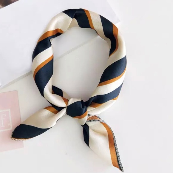Accessories - The Beth - Navy blue, cream, & gold neck scarf!!